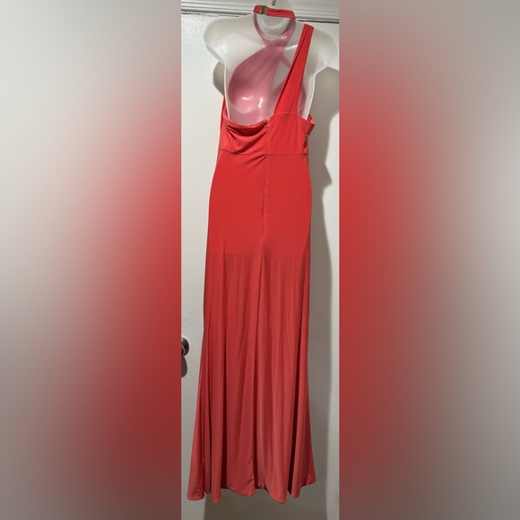 Club L London Alba Coral Maternity Halter Asymmetric Maxi Dress (Size 10) - Picture 4 of 5